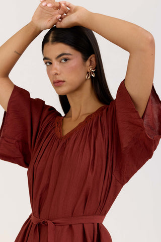 Burgundy Flora Dress