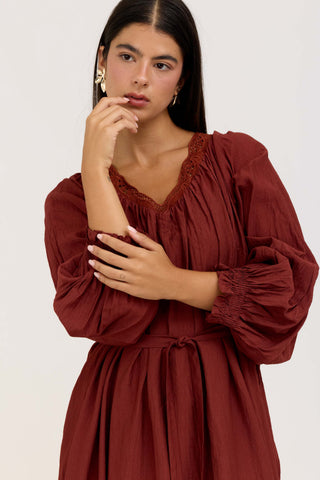 Burgundy Flora Dress