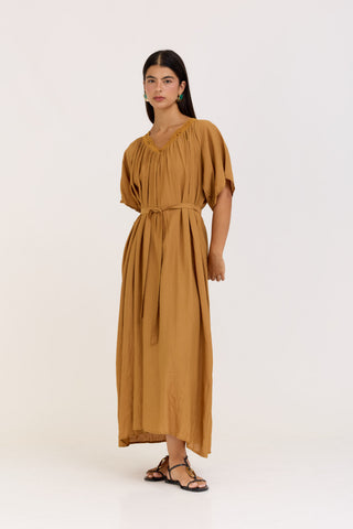 Camel Flora Dress