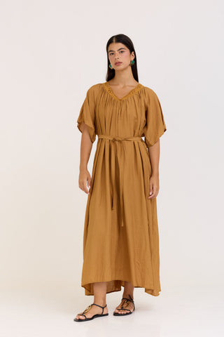 Camel Flora Dress
