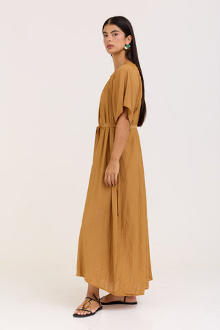 Camel Flora Dress