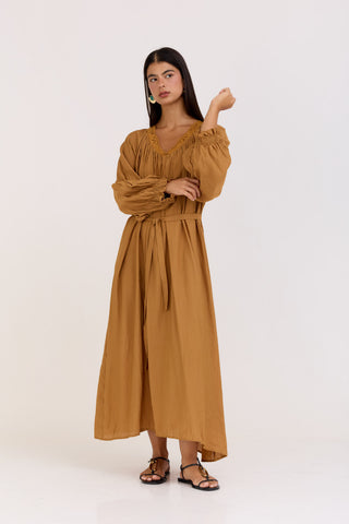 Camel Flora Dress