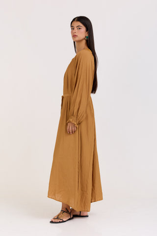 Camel Flora Dress