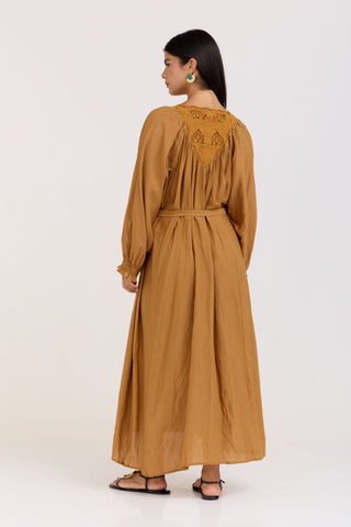 Camel Flora Dress