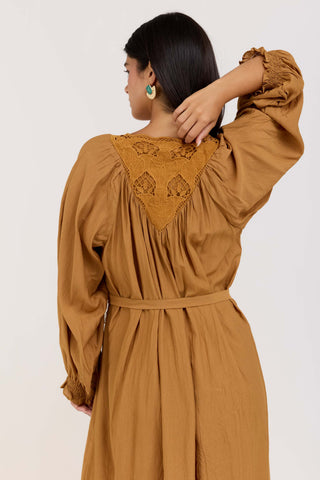 Camel Flora Dress