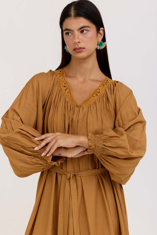 Camel Flora Dress